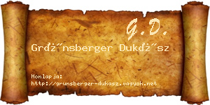 Grünsberger Dukász névjegykártya